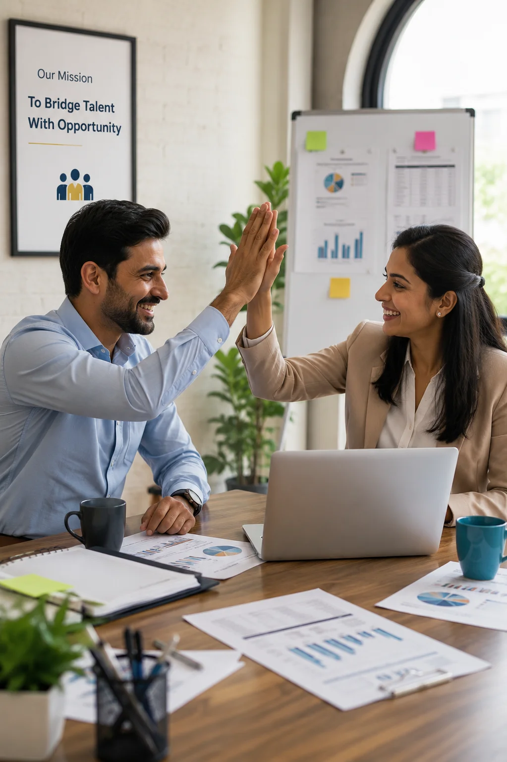 Professional recruitment team discussion